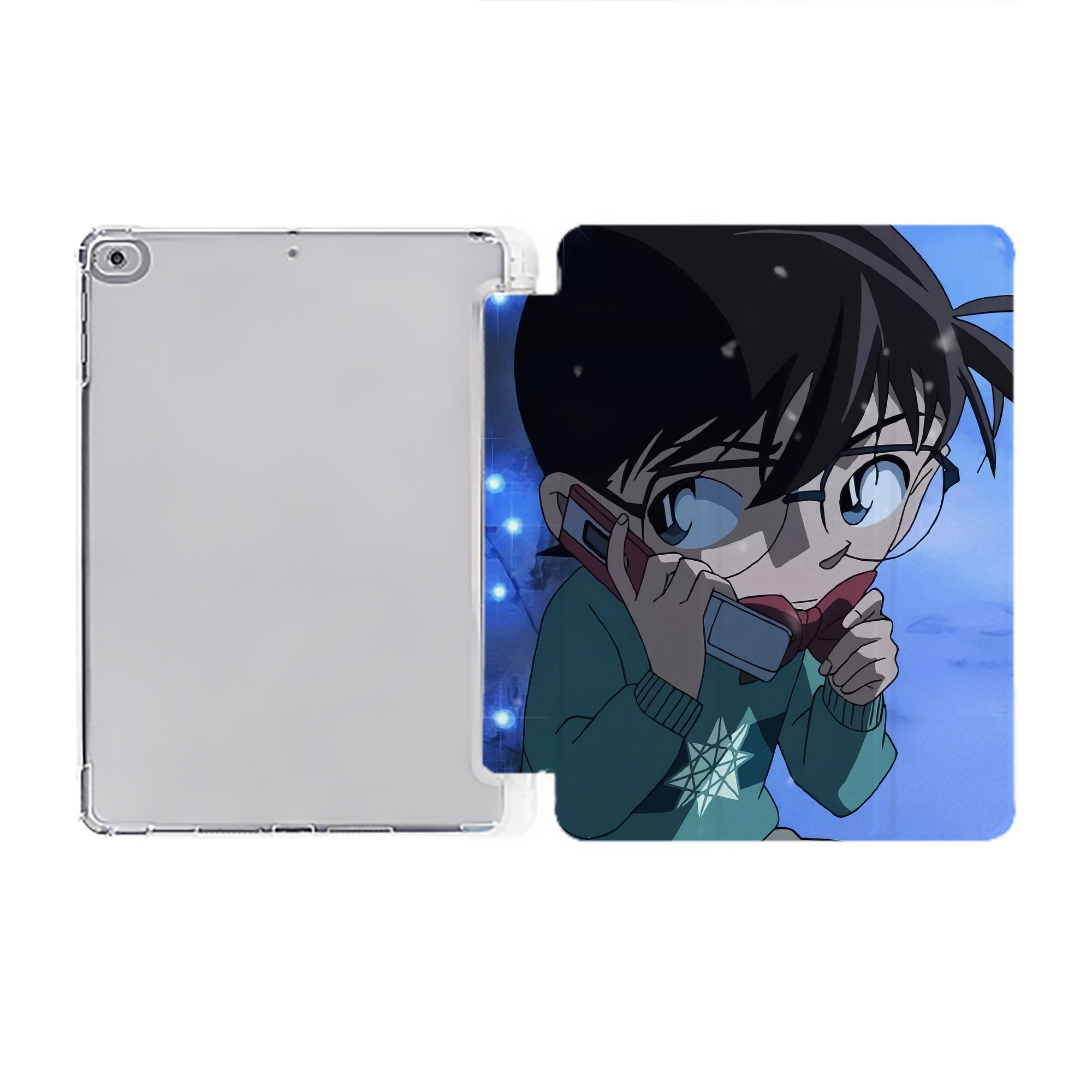 （画像用） 名探偵コナン Detective Conan IPad ケース ペン収納付き 三つ折りスタンド PUレザー×シリコン 対応機種9.5/10.5/10.9インチ